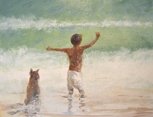 Boy and Dog, Lifeguard by Lincoln Seligman